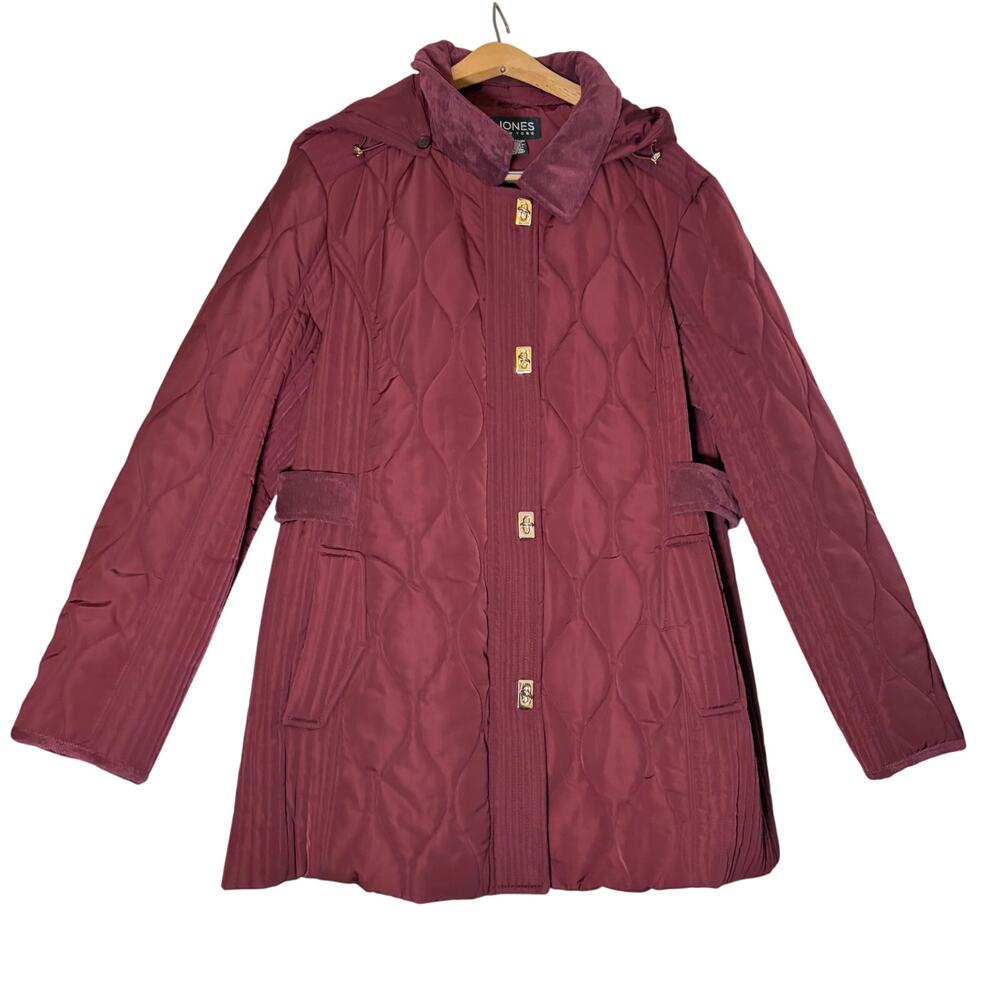 NWT Jones New York womens wine quilted parka. Heavyweight. Size XXL. winter